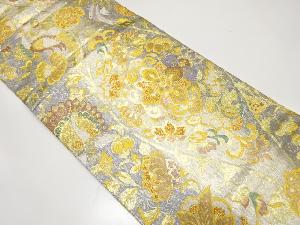 立涌に華紋・孔雀模様織り出し　振袖用袋帯